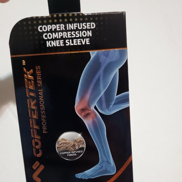 NEW - Coppertek Professional Unisex Copper Infused Compression Knee Sleeve, Sz M - Picture 2 of 8
